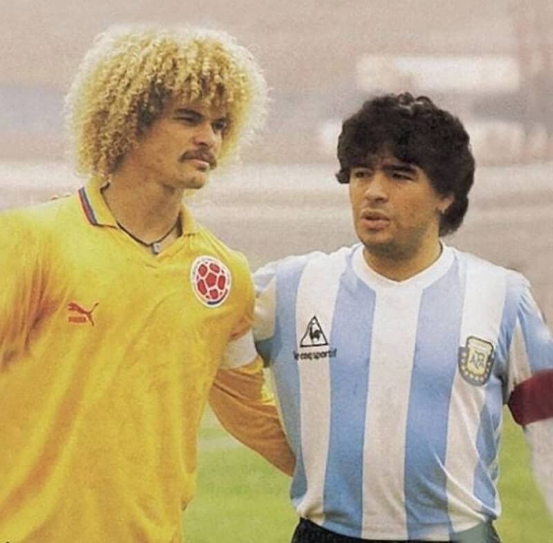 Карлос Вальдеррама и Диего Марадона 
